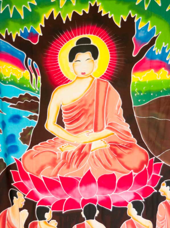Batik Bouddha en Méditation – Toile en Coton Artisanale