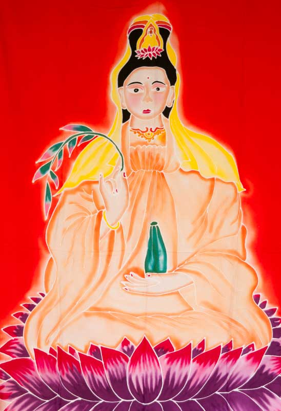 Batik Guanyin – Tenture Murale en Toile de Coton