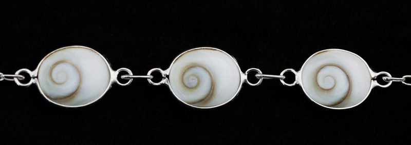Bracelet Œil De Sainte Lucie Ou Œil De Shiva En Coquillage Et Argent Massif 925