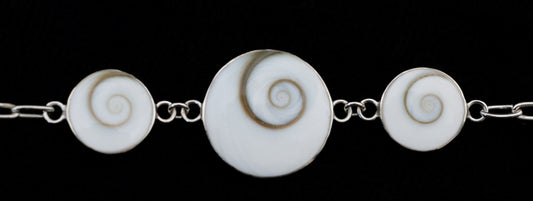 Bracelet Œil De Sainte Lucie Ou Œil De Shiva En Coquillage Et Argent Massif 925