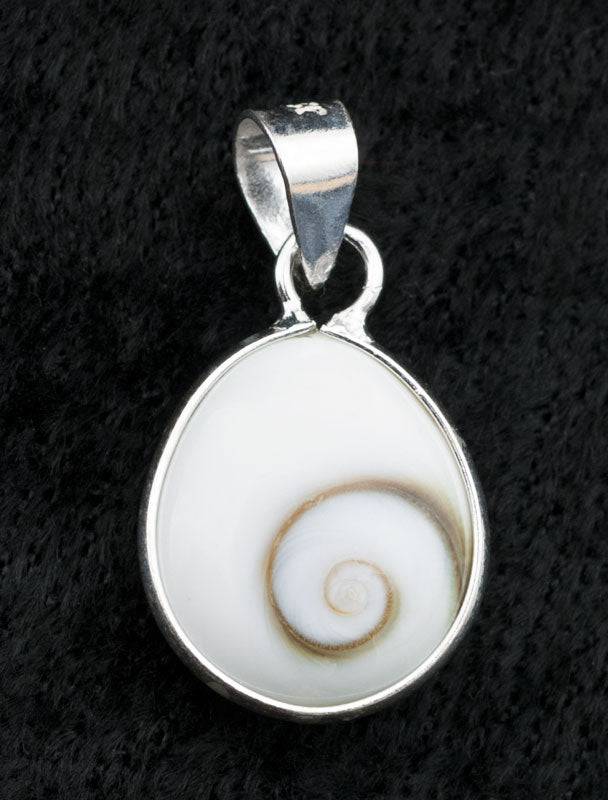Pendentif Œil De Sainte Lucie Ou Œil De Shiva En Coquillage Et Argent Massif 925