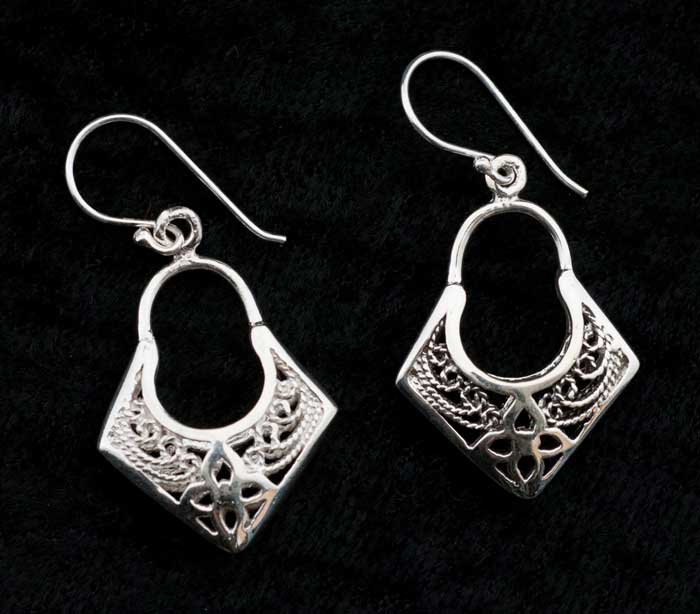 Boucles d’Oreilles Ethnique Tribales en Argent 925