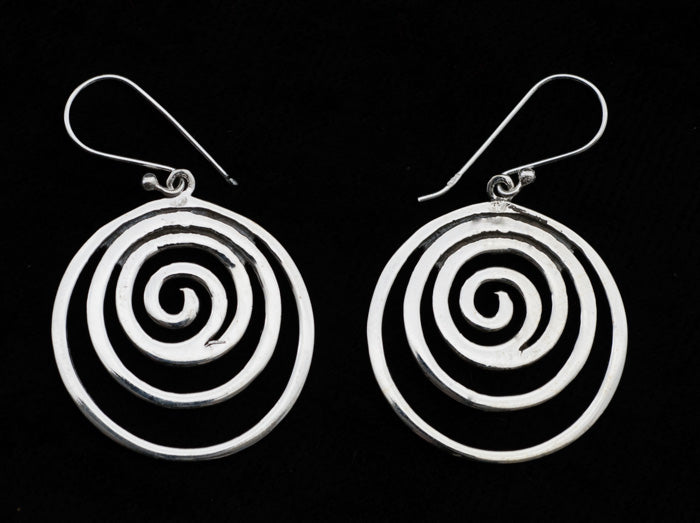 Pendentif Géométrie Sacrée Spirale en Bijoux Ethnique Argent
