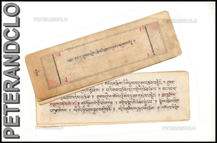 Ancien Livre de Prières Tibétain Bouddhiste – Manuscrit Rare en Écriture Outchen