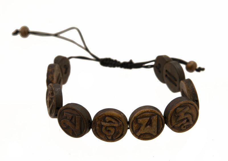 Bracelet Tibétain Mantra Aum Mani Padme Hum en Corne de Yak – Bouddhisme Tibétain