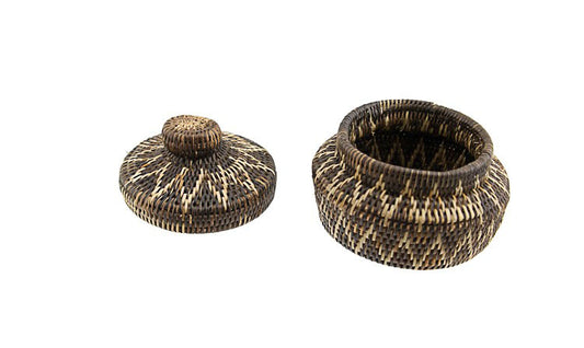 Boîte Ronde En Vannerie Nito – Artisanat Mangyan Des Philippines