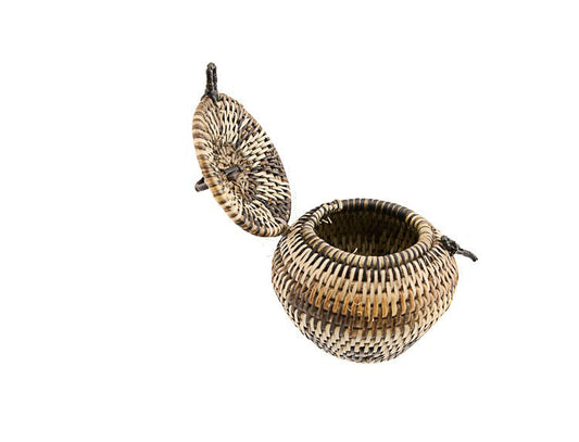 Boîte Ronde En Vannerie Nito – Artisanat Mangyan Des Philippines