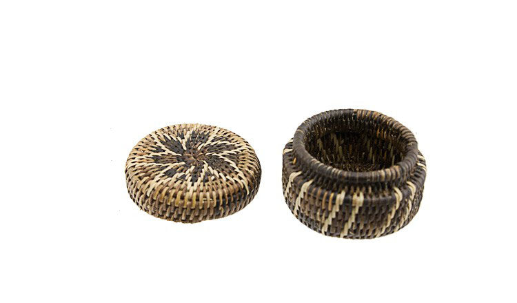 Boîte Ronde En Vannerie Nito – Artisanat Mangyan Des Philippines