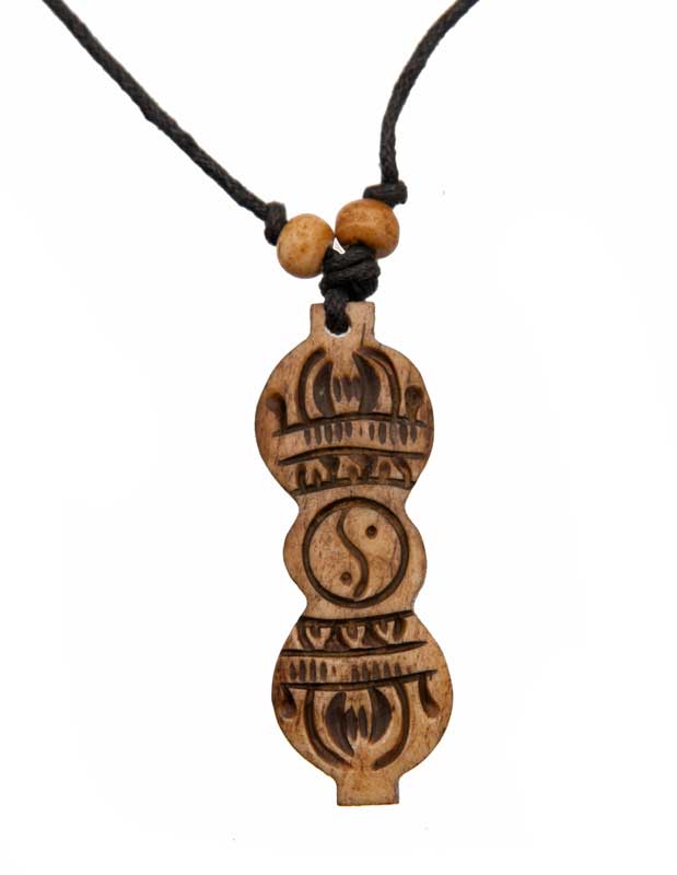 Collier Pendentif Tibétain Éthique Dorje Vajra en Corne de Yak