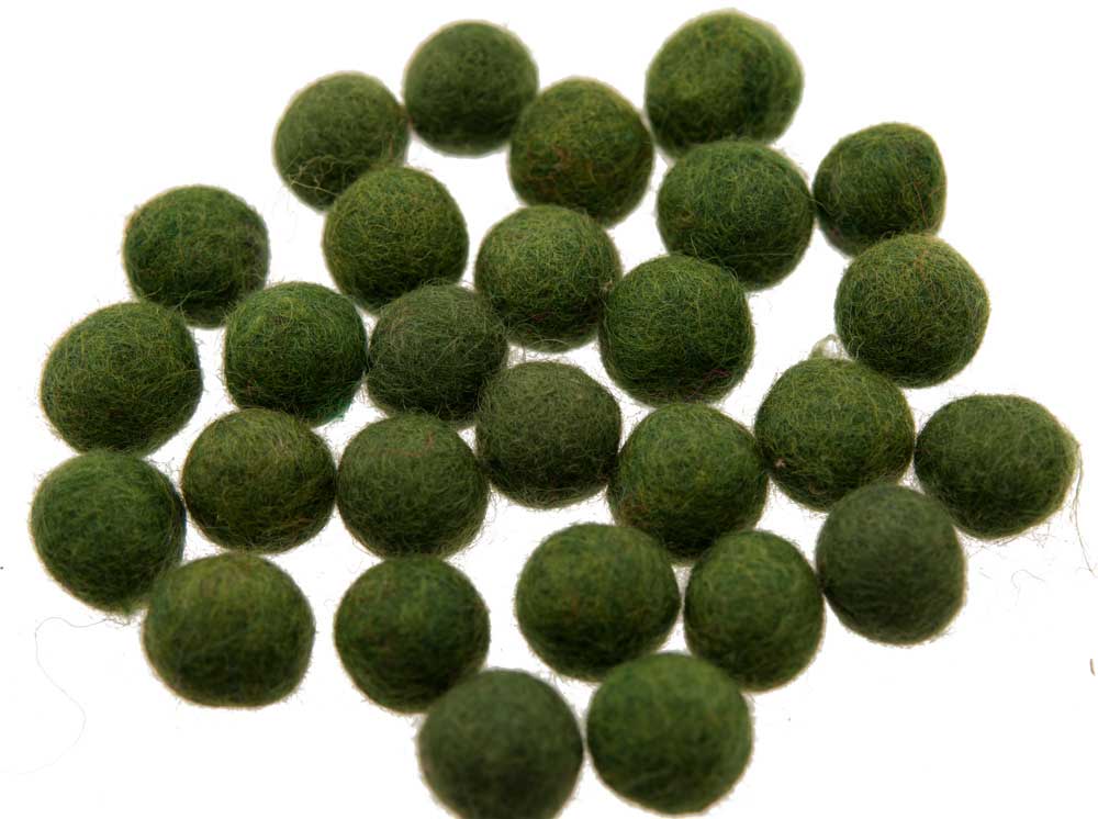 Perles En Feutrine De Laine Vert Kaki Du Népal 2,1 À 2,2 Cm – Lot De 50 Boules Artisanales