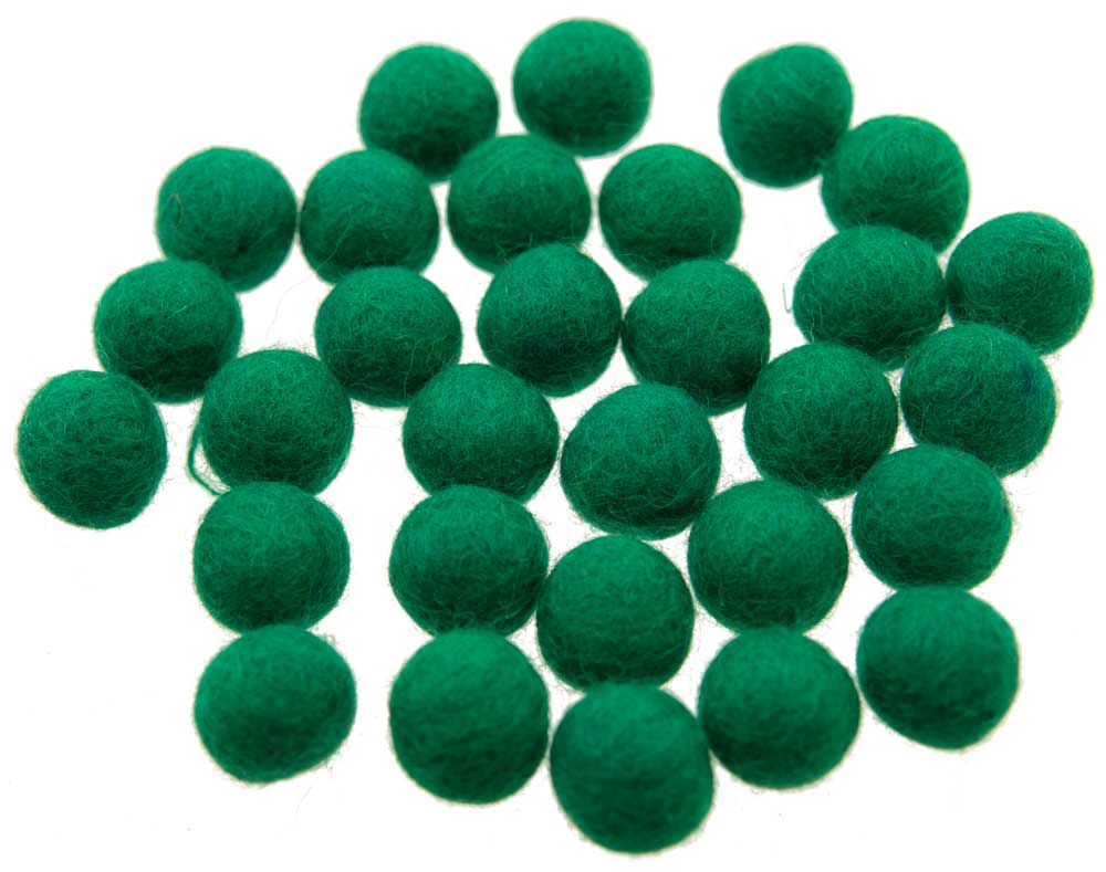Perles En Feutrine De Laine Verte Du Népal 1,6 À 1,7 Cm – Lot De 50 Boules Artisanales