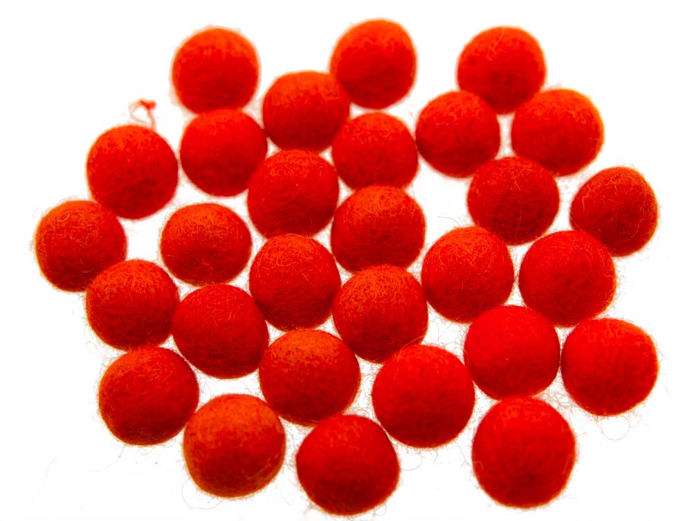 Perles En Feutrine De Laine Orange Du Népal 1,6 À 1,7 Cm – Lot De 50 Boules Artisanales