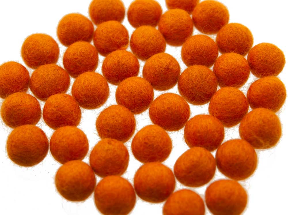 Perles En Feutrine De Laine Orange Du Népal 2,1 À 2,2 Cm – Lot De 50 Boules Artisanales