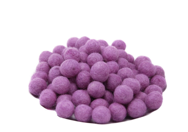 Perles En Feutrine De Laine Violette Du Népal – Lot De 50 Boules Artisanales