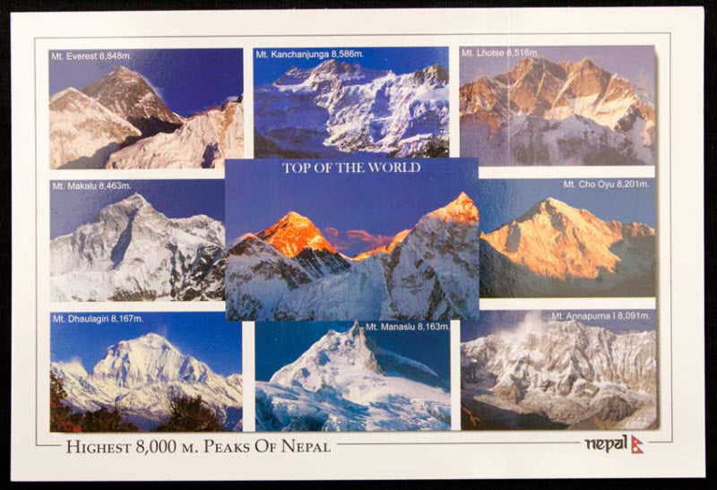 Carte Postale Sommets de Plus de 8000 m – Montagnes de l’Himalaya