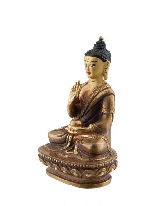 Statue de Bouddha Amoghasiddhi en alliage de cuivre – Mudra Abhaya et artisanat népalais