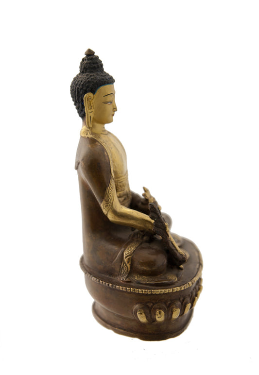 Statue tibétaine de Ratnasambhava en alliage de cuivre – Bouddha de la sagesse et de la générosité