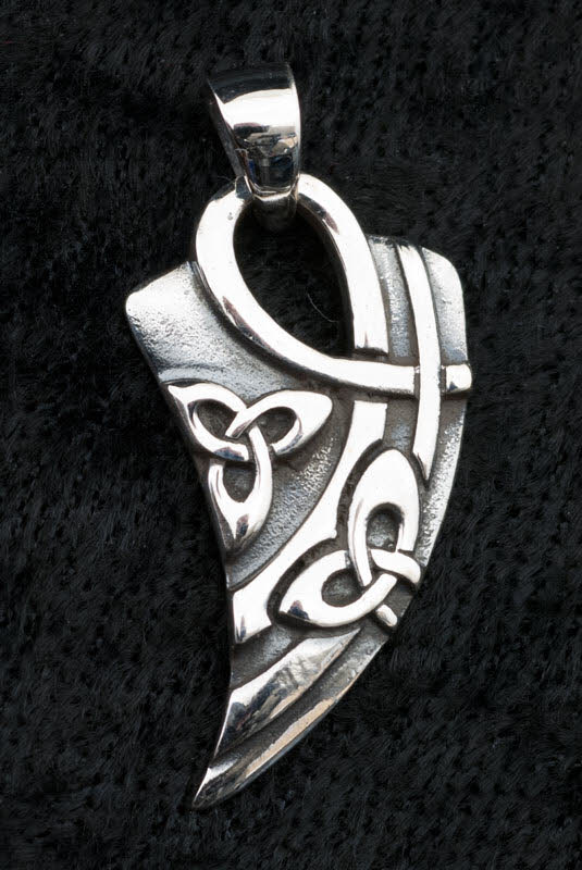 Pendentif griffe dent de tigre triquetra celtique en argent 925 – Bijou ethnique puissant et symbolique