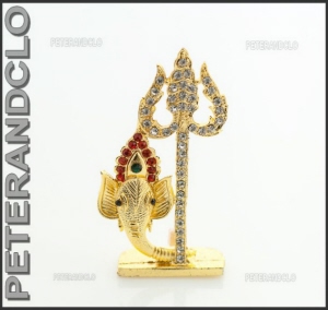 AMULETTE STATUETTE GANAPATI GANESH ELEPHANT METAL ET STRASS HINDOU AI 8407