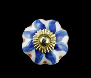2 BOUTONS POIGNEES de PLACARD EN PORCELAINE INDIENNE 50