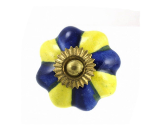2 BOUTONS POIGNEES de PLACARD EN PORCELAINE INDIENNE 68