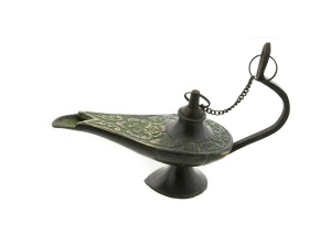 LAMPE DALADIN BRULE ENCENS EN CONE CONTE DE FEE 13C VERTE PETERANDCLO 7463