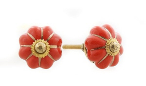 2 BOUTONS POIGNEES de PLACARD EN PORCELAINE INDIENNE 48