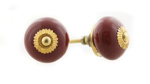 2 BOUTONS POIGNEES de PLACARD EN PORCELAINE INDIENNE 66