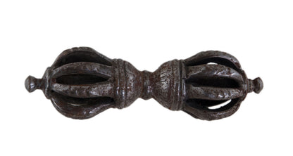 Ancien Dorje Vajra Tibétain À 9 Branches En Fer – Objet Rituel Bouddhiste