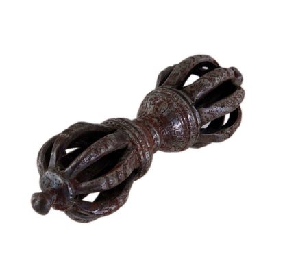 Ancien Dorje Vajra Tibétain À 9 Branches En Fer – Objet Rituel Bouddhiste