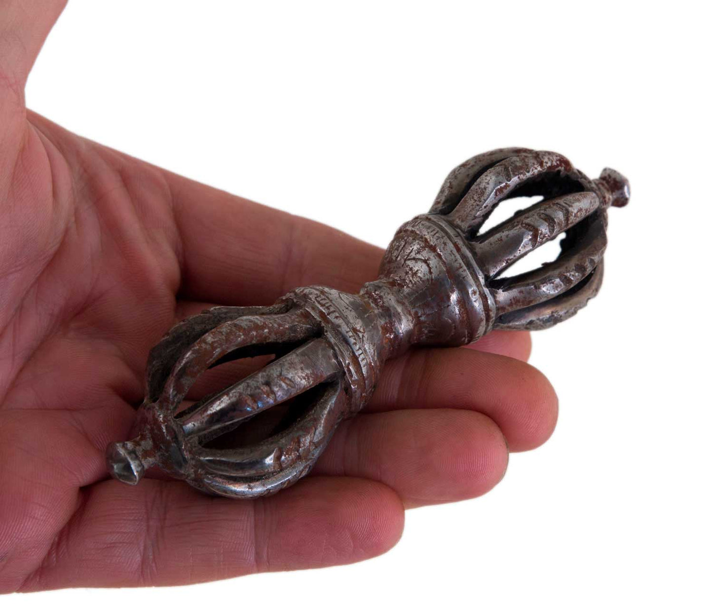 Ancien Dorje Vajra Tibétain À 9 Branches En Fer – Objet Rituel Bouddhiste