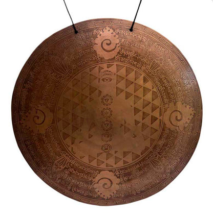 Gong Tibétain Bouddhiste Gravé à la Main du Népal