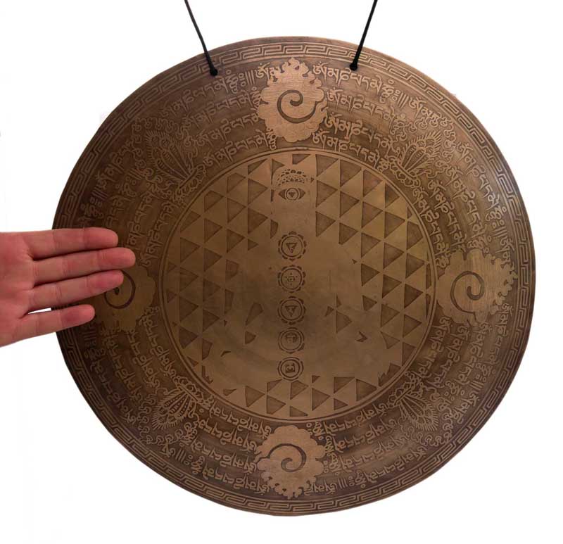 Gong Tibétain Bouddhiste Gravé à la Main du Népal