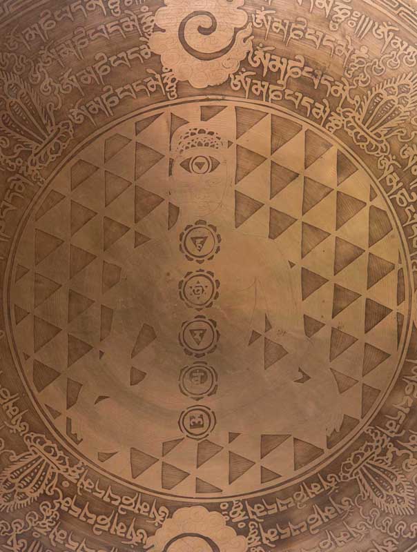 Gong Tibétain Bouddhiste Gravé à la Main du Népal