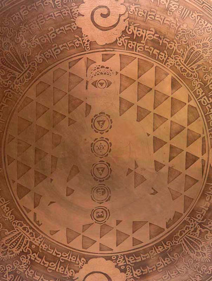 Gong Tibétain Bouddhiste Gravé à la Main du Népal