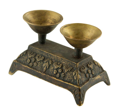 Lampe à beurre bouddhiste double en laiton – Dipa de monastère pour offrande de lumière