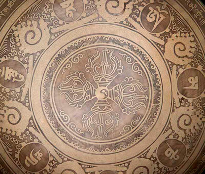 Gong Tibétain Bouddhiste Double Vajra Gravé du Népal