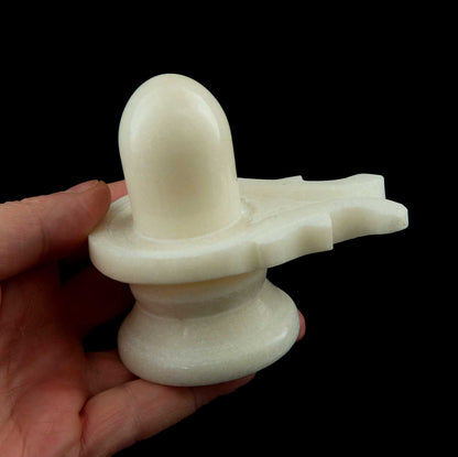 Yoni Shiva Lingam En Marbre Blanc – Symbole Sacré De L’Hindouisme