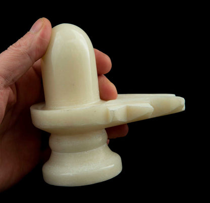 Yoni Shiva Lingam En Marbre Blanc – Symbole Sacré De Shiva