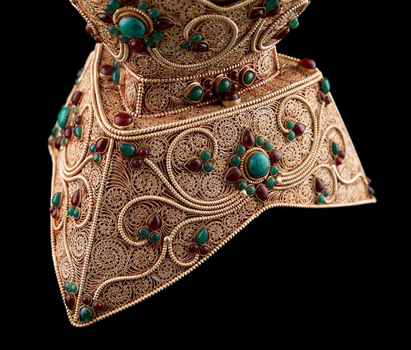 Grand Kapala Crâne Tibétain avec Support – Cuivre et Cristal de Roche, Artisanat Népalais
