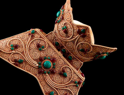 Grand Kapala Crâne Tibétain avec Support – Cuivre et Cristal de Roche, Artisanat Népalais