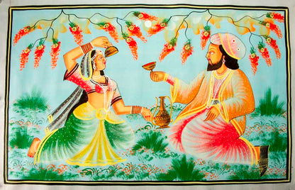 Peinture Moghole Miniature Indienne – Maharaja et Princesse