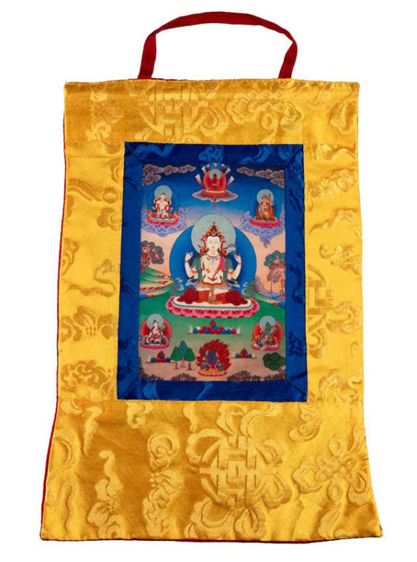 Thangka Miniature Chenrezig – Art Spirituel Du Népal