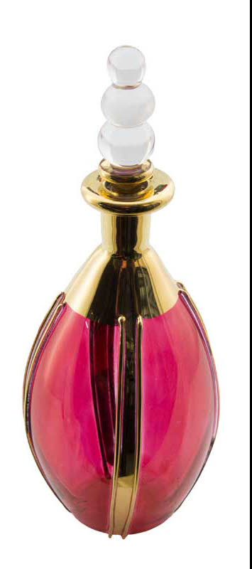 Flacon à Parfum Rouge et Doré en Verre Soufflé – Artisanat Égyptien