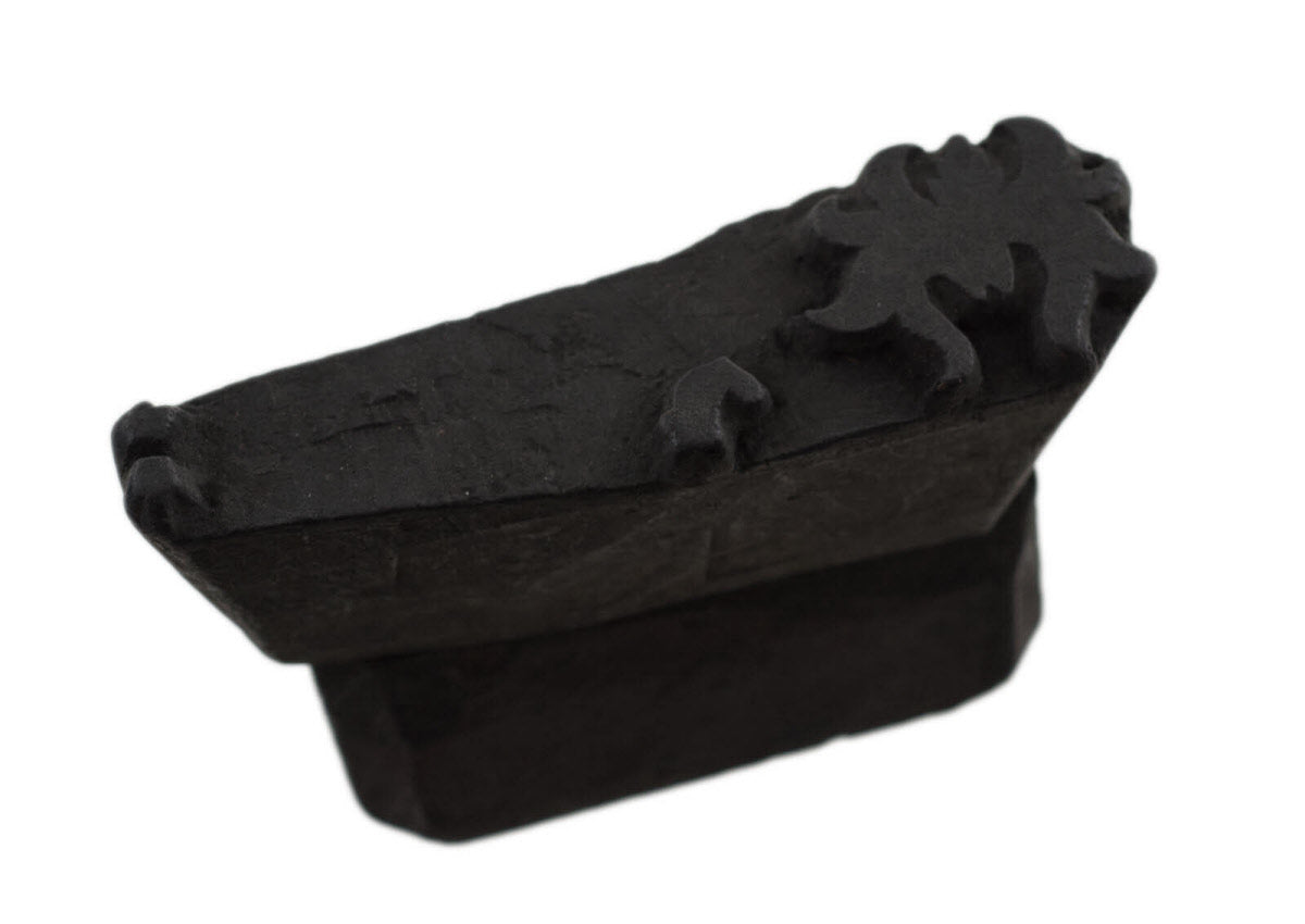 Ancien Grand Tampon À Impression Batik En Bois – Motifs Géométriques, Fleur Et Cachemire