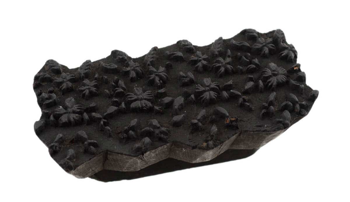 Tampon Indien Ancien en Bois Bunta – Batik, Textile et Motifs Géométriques