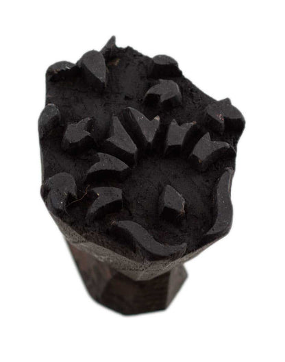 Ancien Grand Tampon À Impression Batik En Bois – Motifs Géométriques, Fleur Et Cachemire