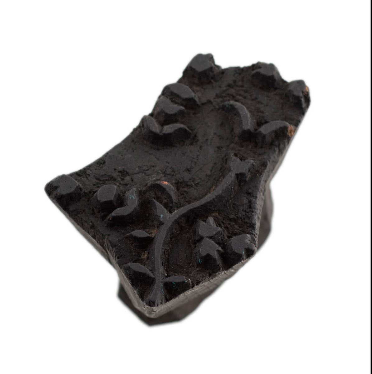 Ancien Grand Tampon À Impression Batik En Bois – Motifs Géométriques, Fleur Et Cachemire