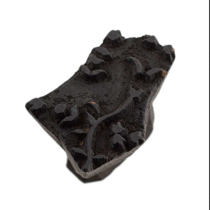Ancien Grand Tampon À Impression Batik En Bois – Motifs Géométriques, Fleur Et Cachemire