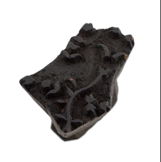 Ancien Grand Tampon À Impression Batik En Bois – Motifs Géométriques, Fleur Et Cachemire